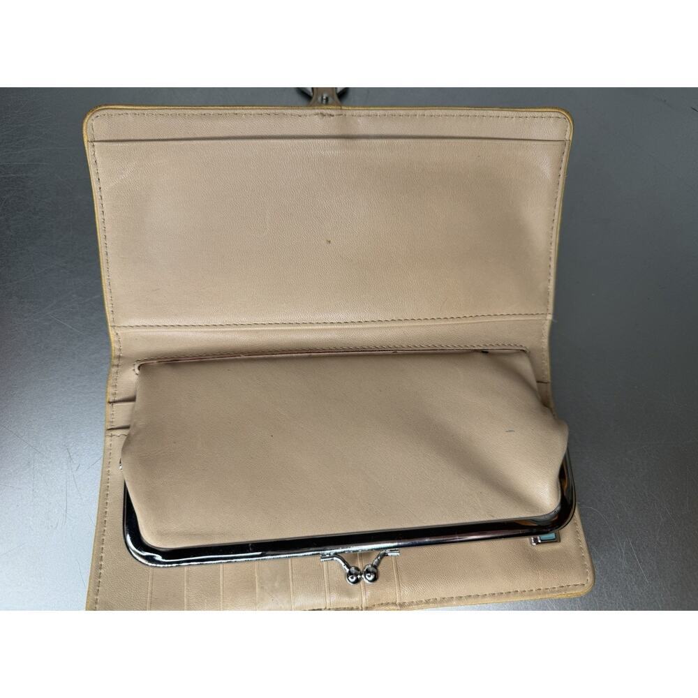 L.A.M.B. Gwen Stefani Distressed Y2K Leather Wallet Tan Designer Vintage - Picture 4 of 7
